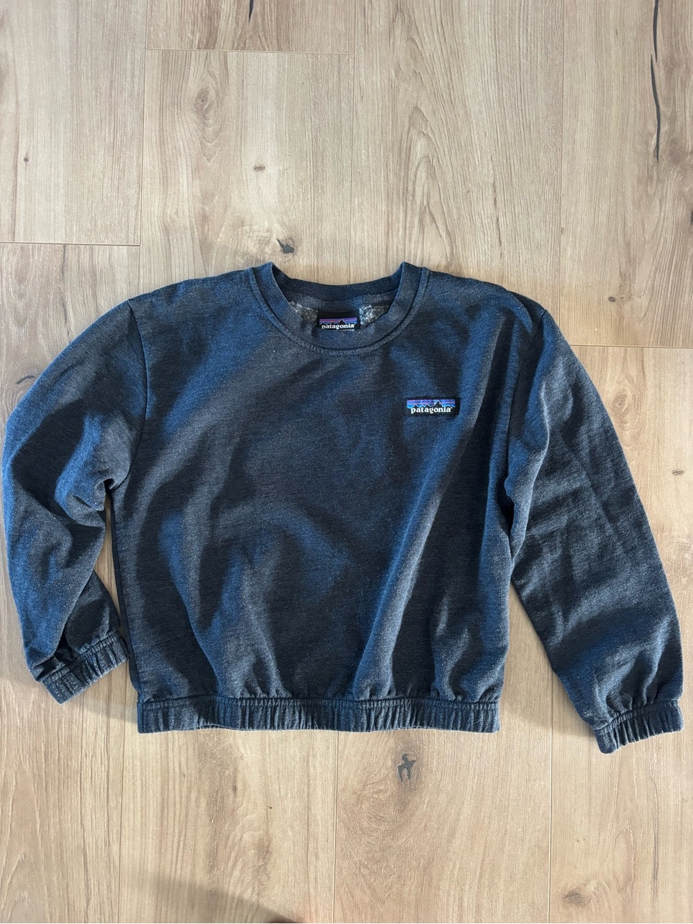 Patagonia Girl’s Charcoal Crewneck Sweatshirt with Logo Patch
